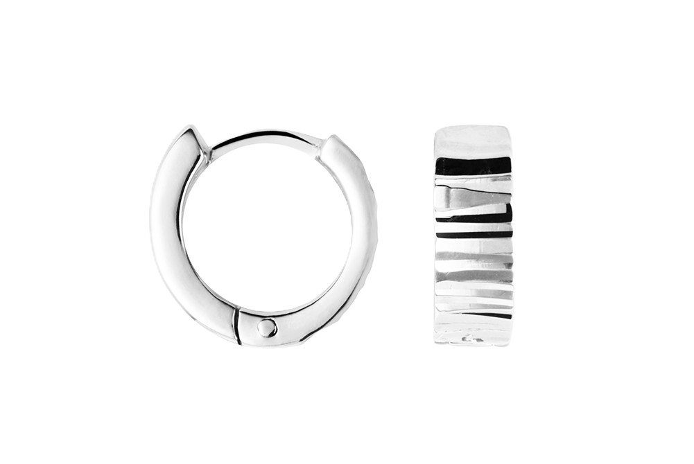 Pendiente aro plata 925 facetado irregular