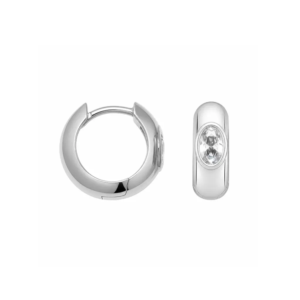Pendiente plata 925 aro media caña