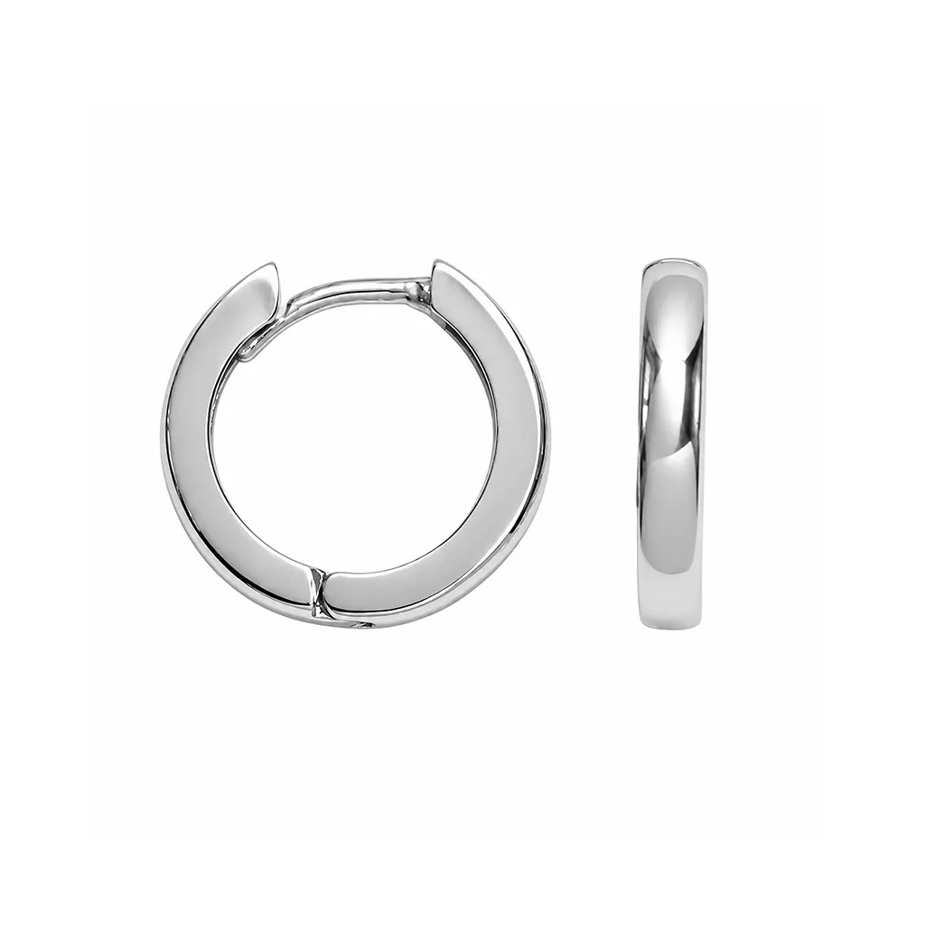 [16422EE120RD] Sterling silver 3mm hoop earring (Various Sizes) (12MM, Polished)
