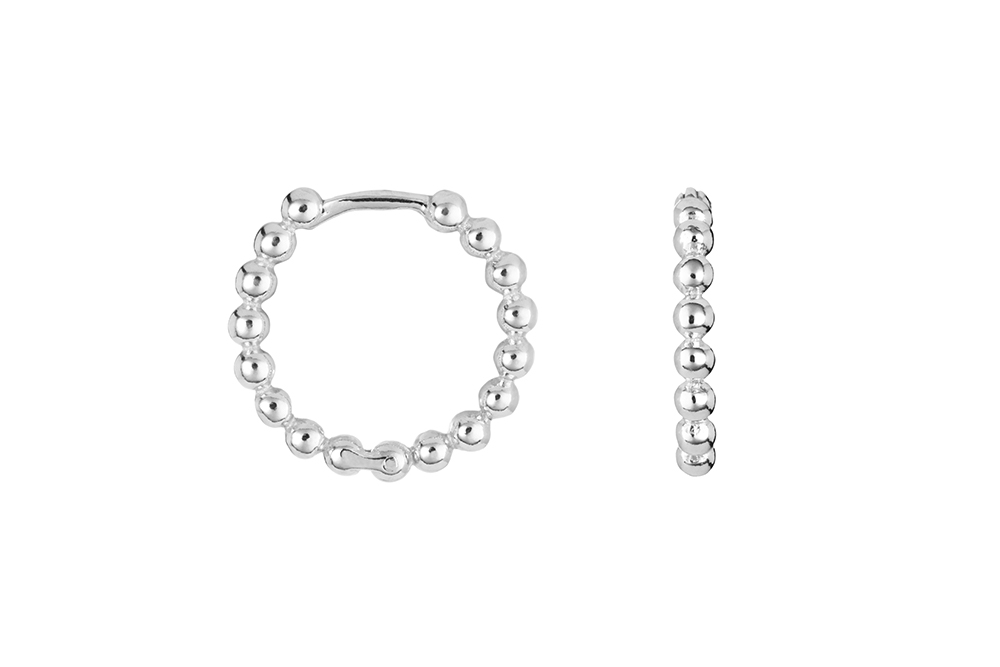 Sterling silver beads hoop earring