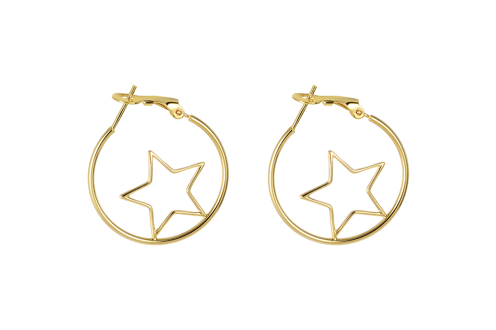 Pendiente plata 925 aro estrella