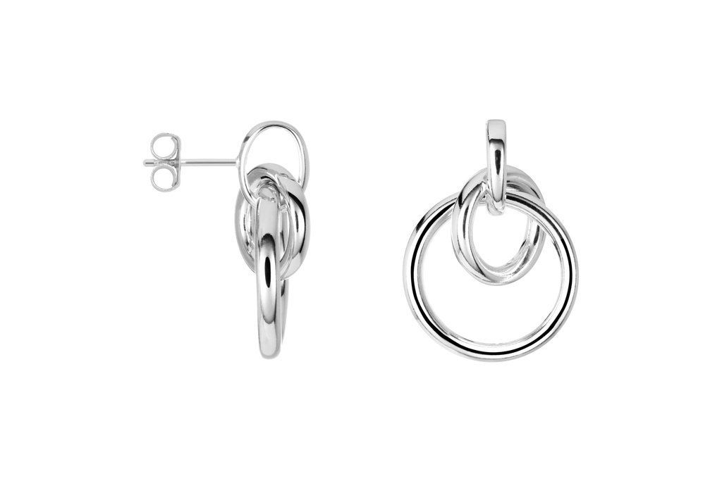 Pendiente plata 925 aros entrelazados