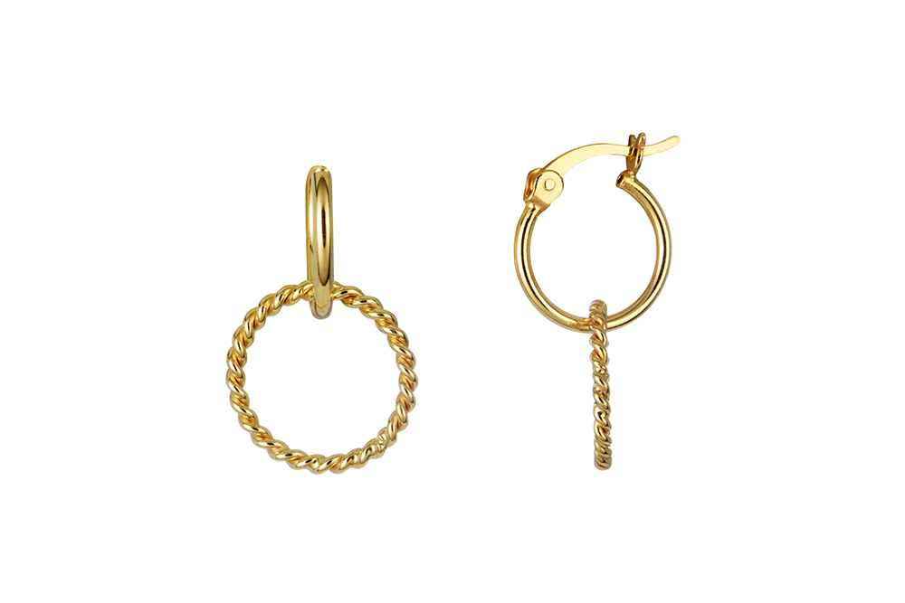 Sterling silver two ring earring