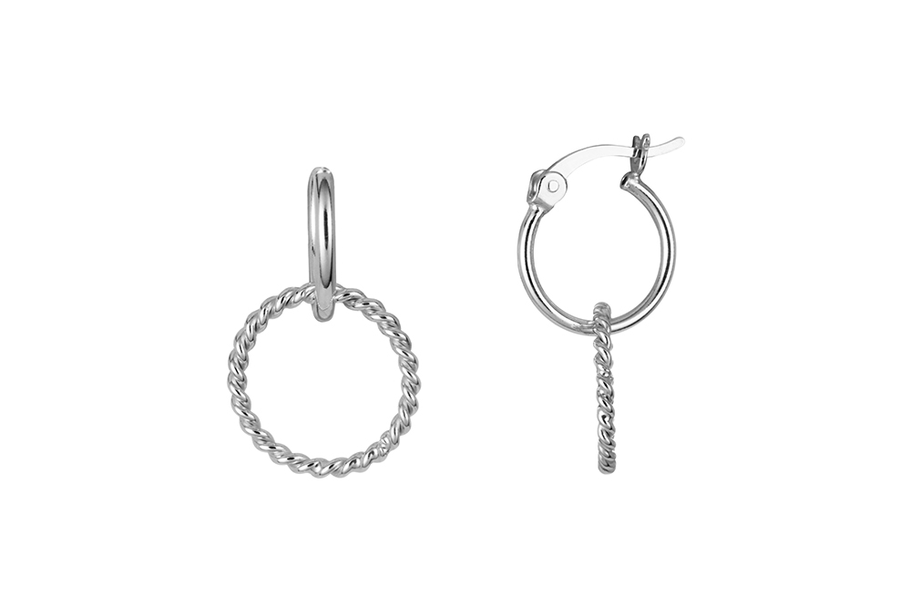 Pendiente plata 925 aro trenzado con aro de 12mm