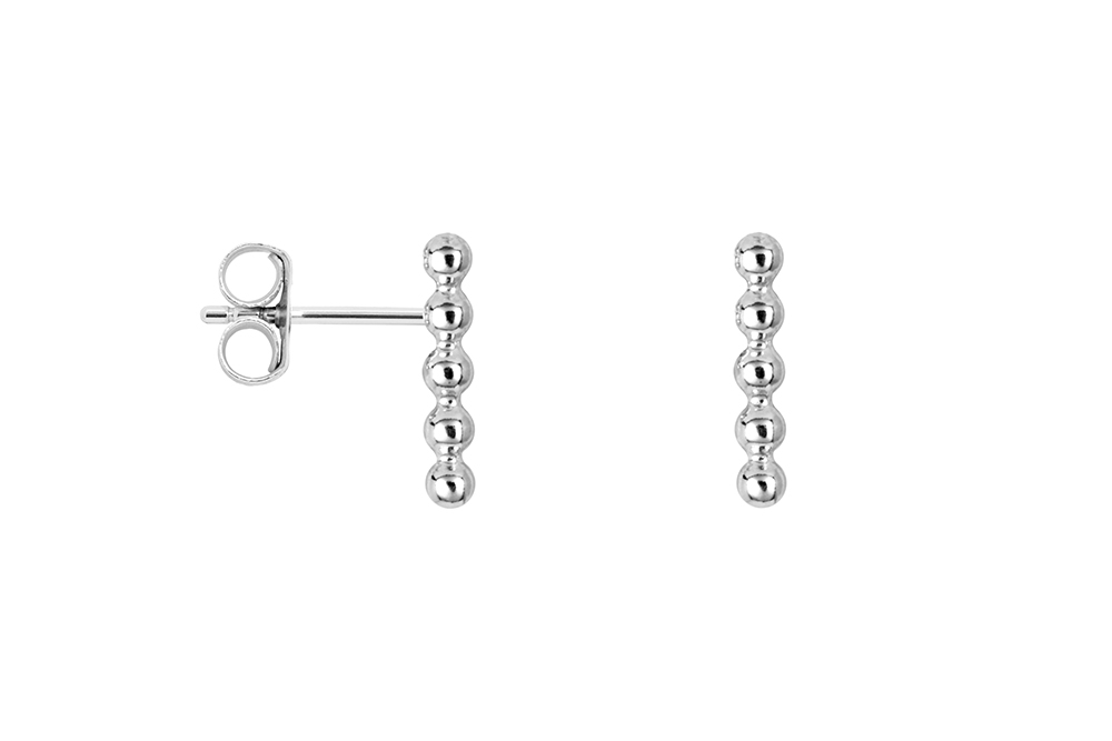 Pendiente plata 925 barra bolitas 2mm