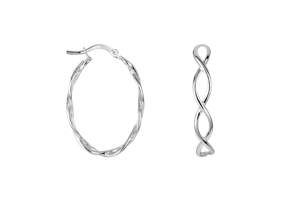 Sterling silver oval hoop earring