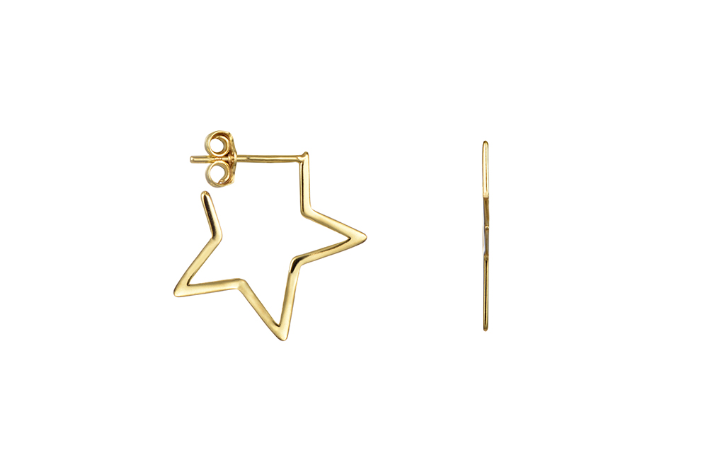 Sterling silver open star earring