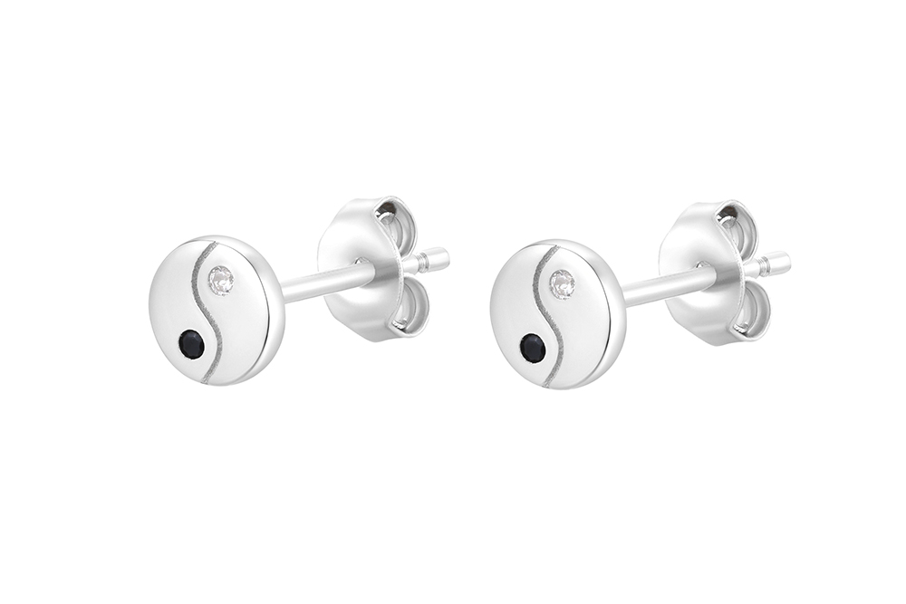 Pendiente plata 925 yin yang zirconita