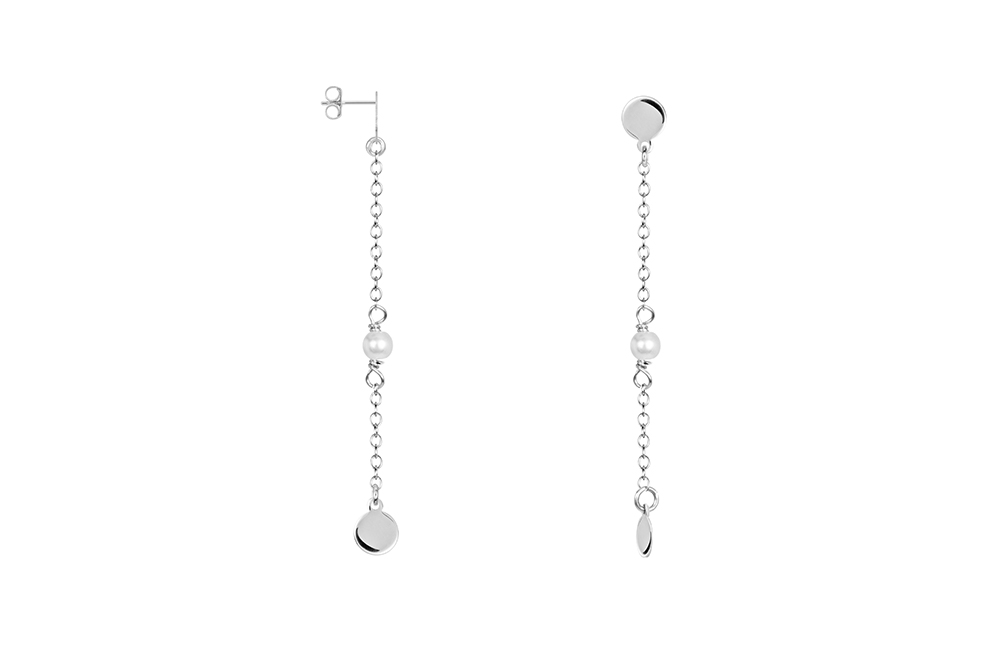 Penidente plata 925 mini placa 5mm cadena y perla 4mm