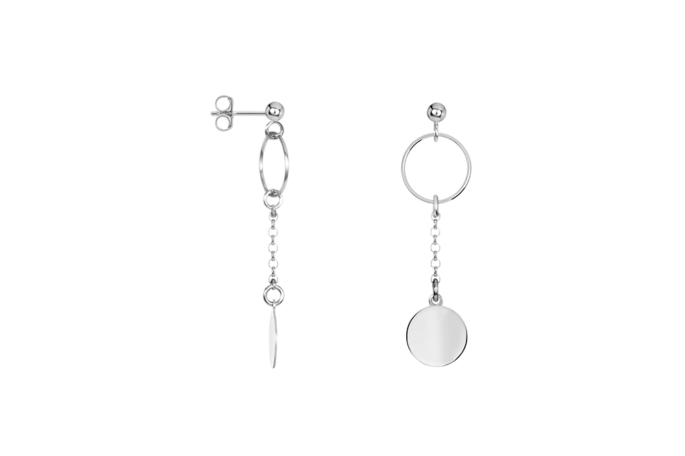 Pendiente plata 925 aro cadena y placa