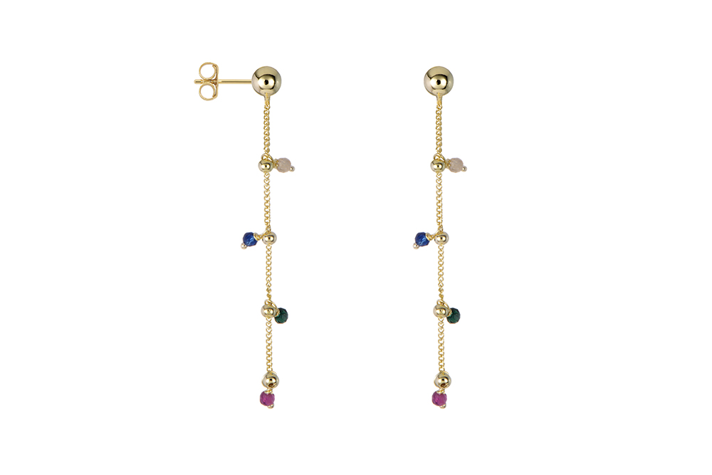 Sterling silver stones with chain earring