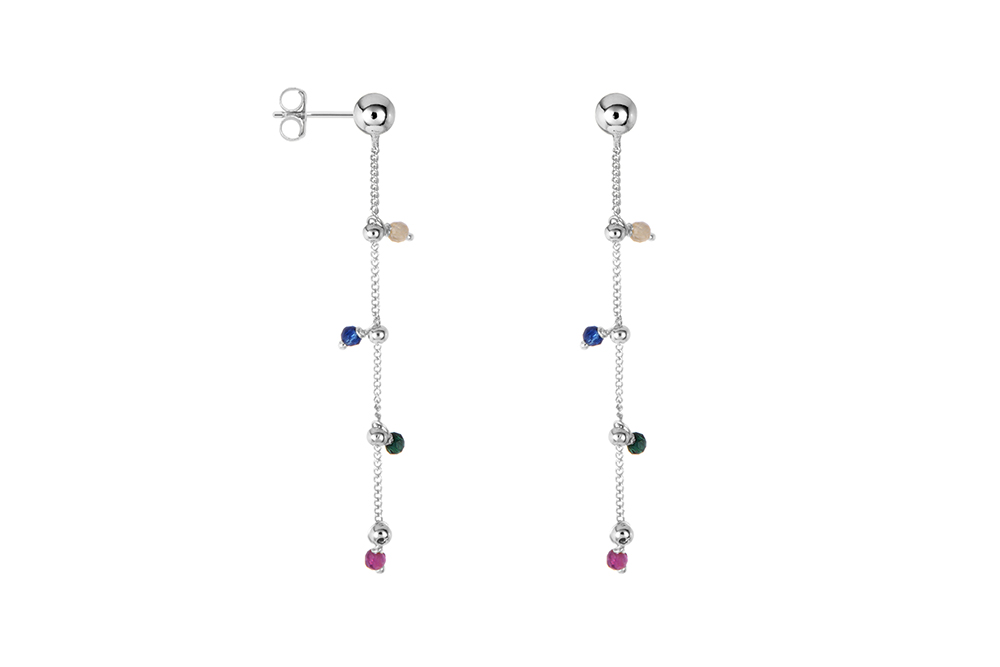 Sterling silver stones with chain earring