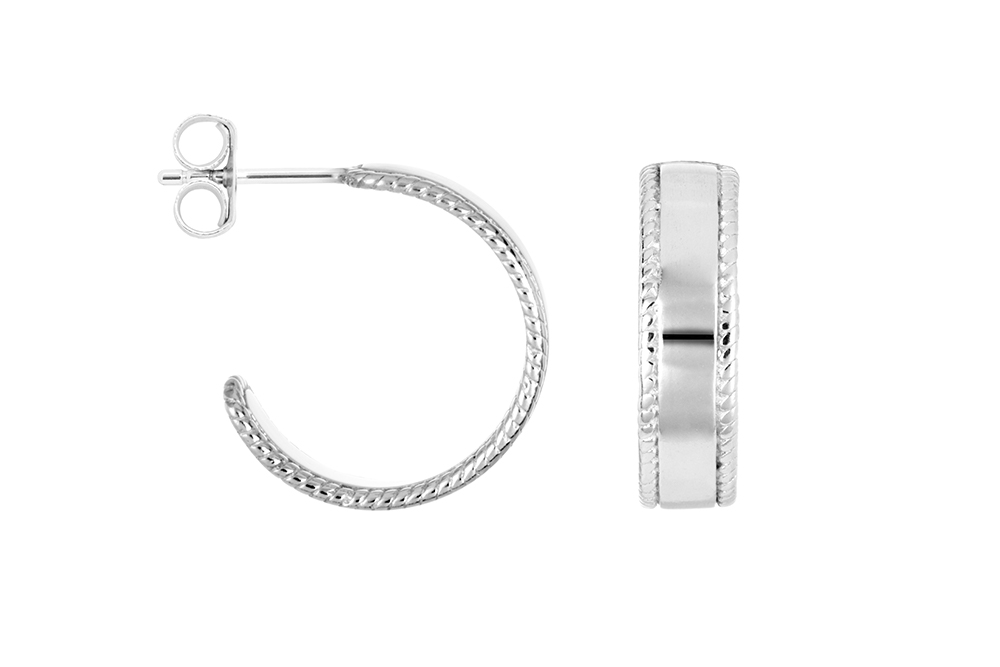 Pendiente plata 925 aro lateral labrado