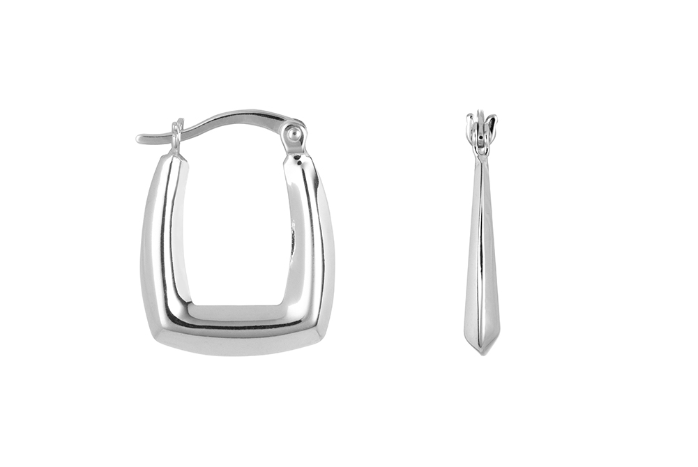 [16548EPL] Pendiente plata 925 aro rectangular hueco (Plata)