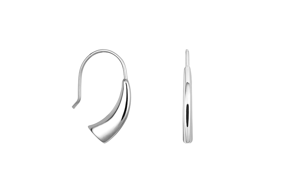 Sterling silver electroforming horn earring