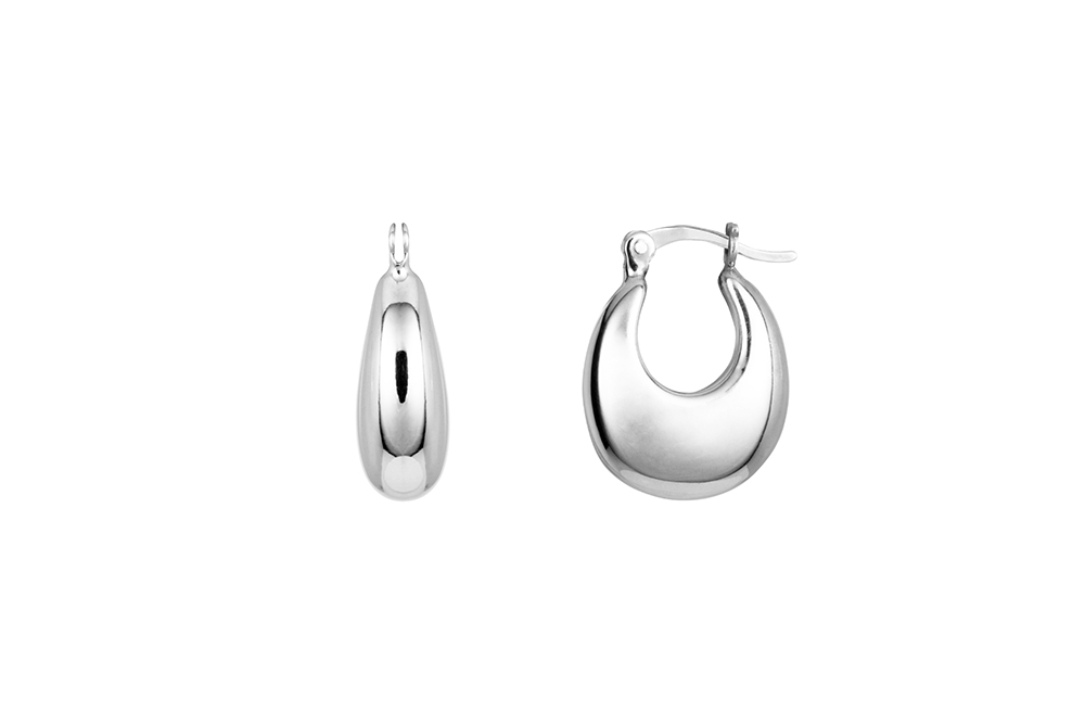 [16550EPL] Sterling silver thai hoop earring (Sterling silver)