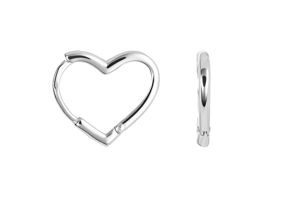 Sterling silver heart hoop earring