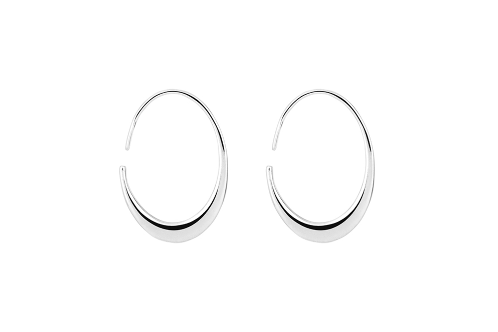Sterling silver oval hoop earring