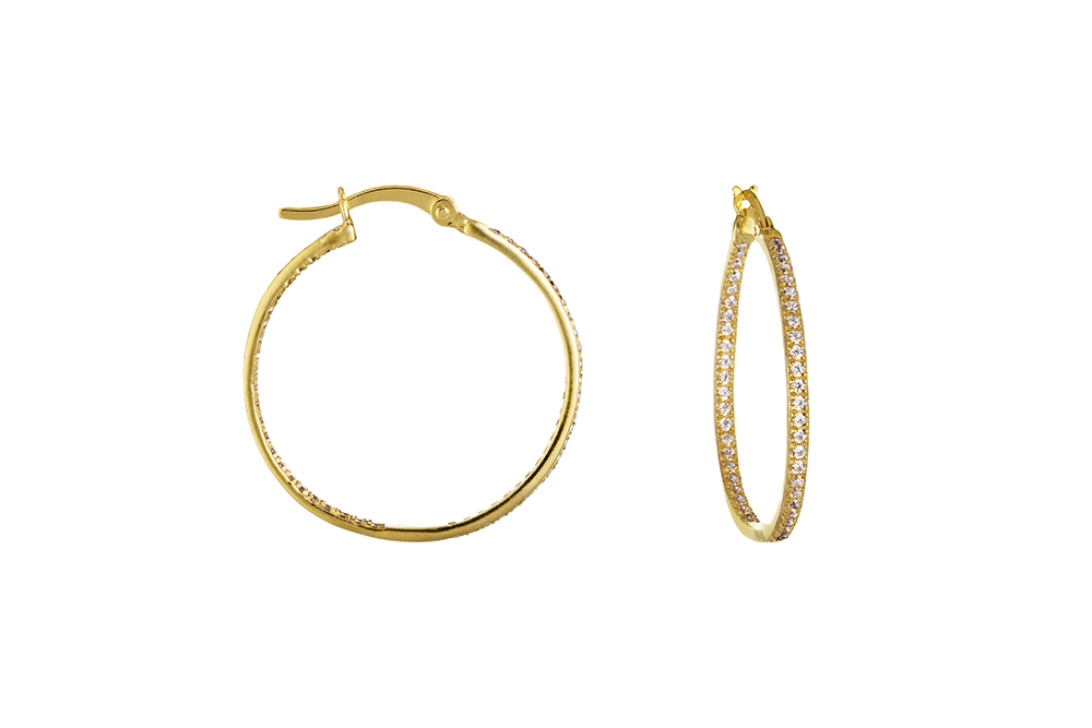 [16556EE300ZBLDO] Pendiente plata 925 aro 2mmx33mm interior zirconita (30MM, Oro)