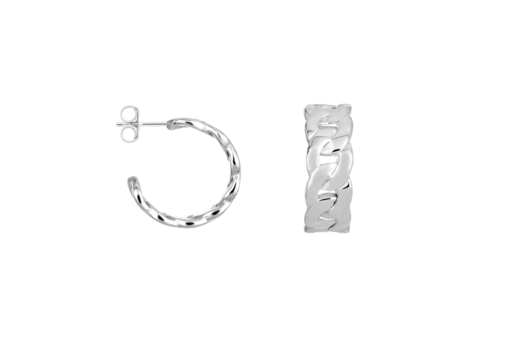 Sterling silver links hoop earring