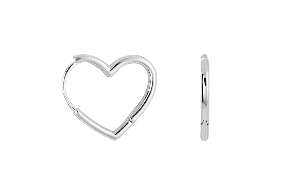 Sterling silver heart hoop earring