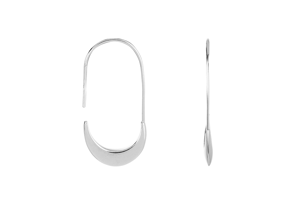 Pendiente plata 925 luna apaisada 10x14mm