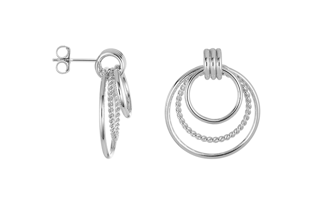 Sterling silver three rings earring