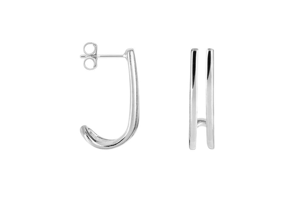 Pendiente plata 925 doble barra