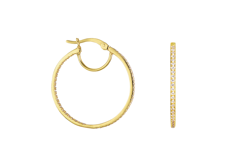 [16605EE280ZBLDO] Sterling silver zirconia inside hoop earring (Gold plated)