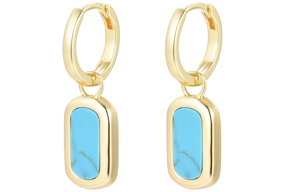 Sterling silver malachite & turquoise hoop earring