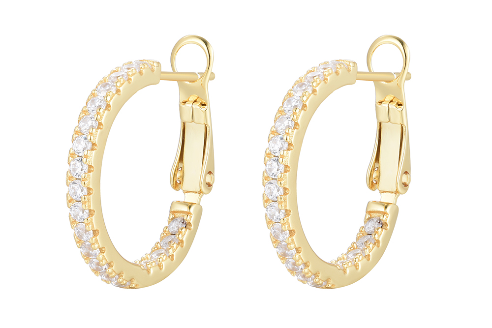 Sterling silver 3mm zirconia hoop earring