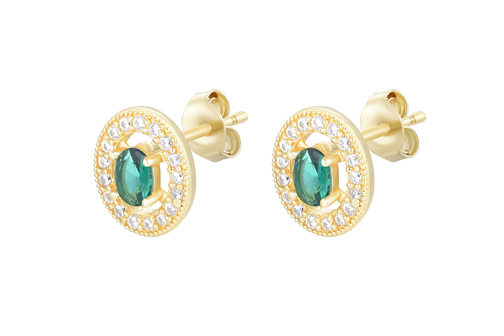 Sterling silver white zirconia oval earring