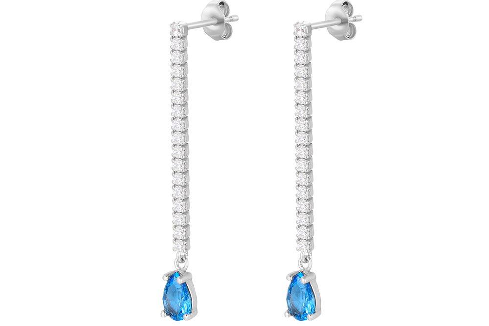 Pendiente plata 925 riviere 2mm con zirconita lagrima