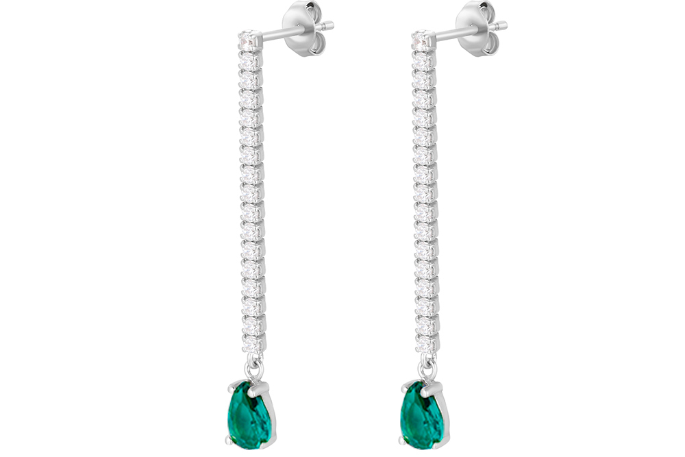 [16650EZESRD] Sterling silver tennis 2mm earring (Emerald)