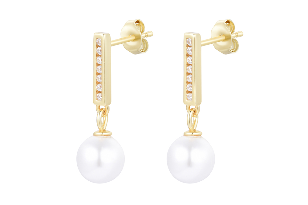 Sterling silver zirconia & pearl earring