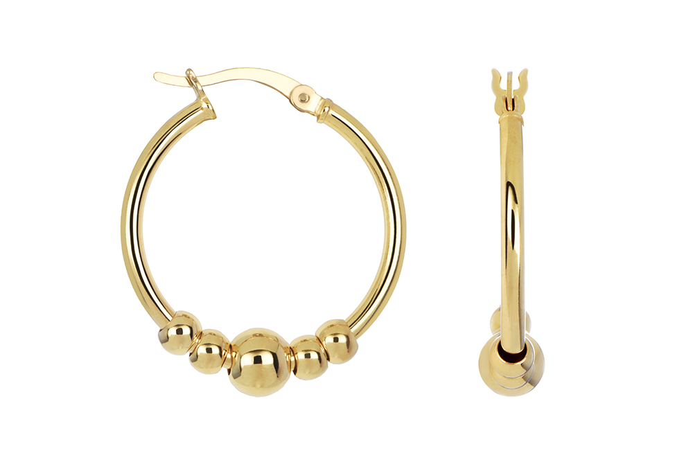 Sterling silver beads hoop earring