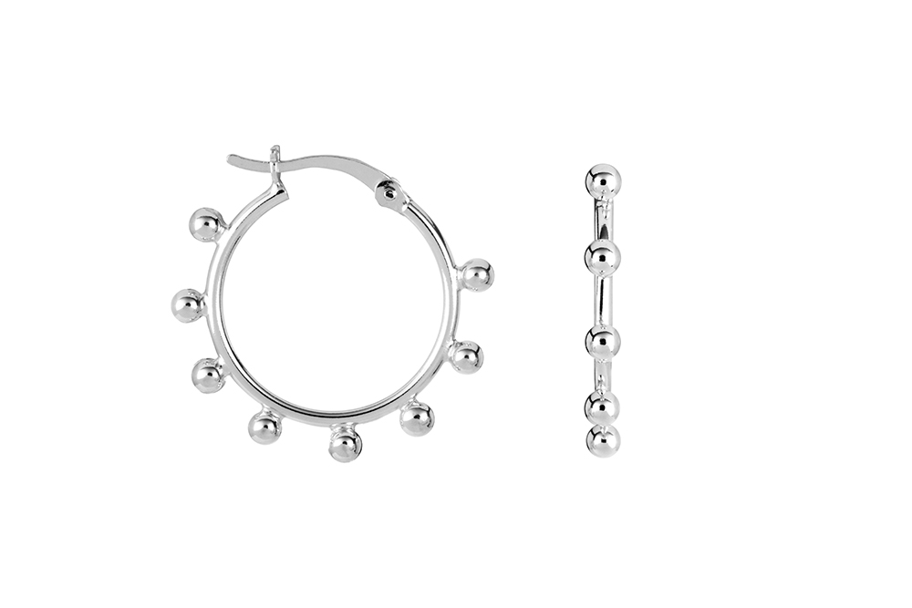 Sterling silver 3mm beads hoop earring