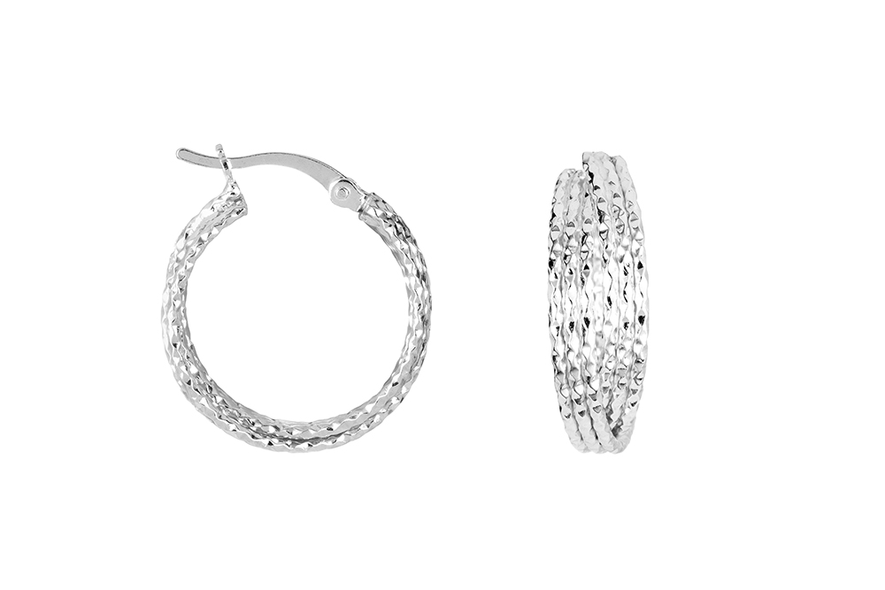 Sterling silver double ring hoop earring