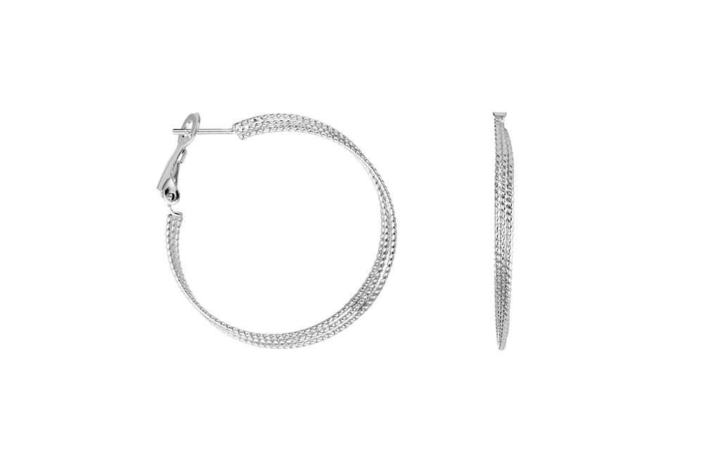 Sterling silver three rings hoop earring