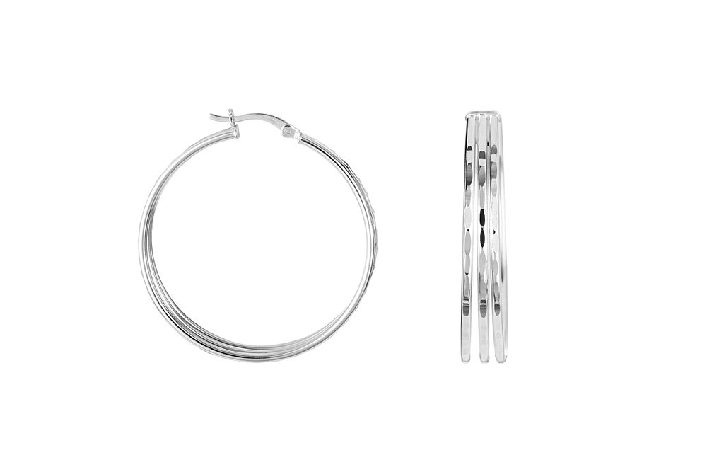 Sterling silver triple hoop earring