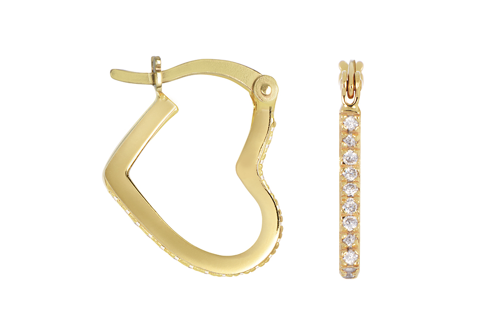Sterling silver zirconia heart hoop earring