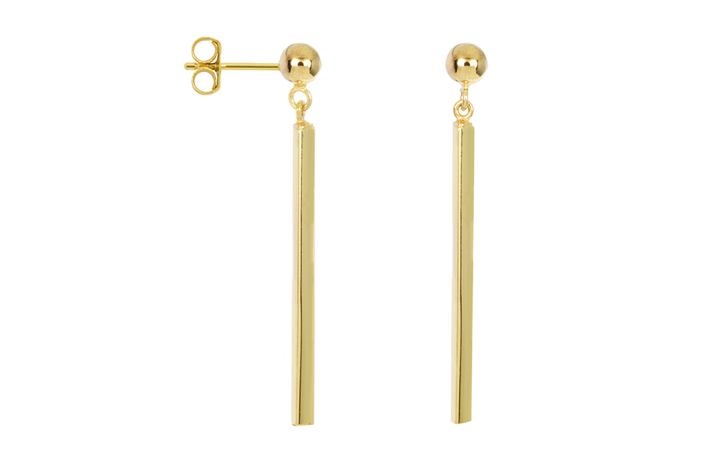 Pendiente plata 925 bola 5mm barra 2x37mm