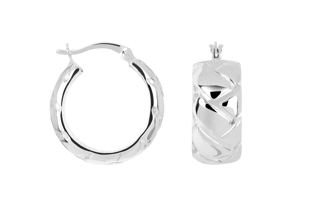 Sterling silver border hoop earring