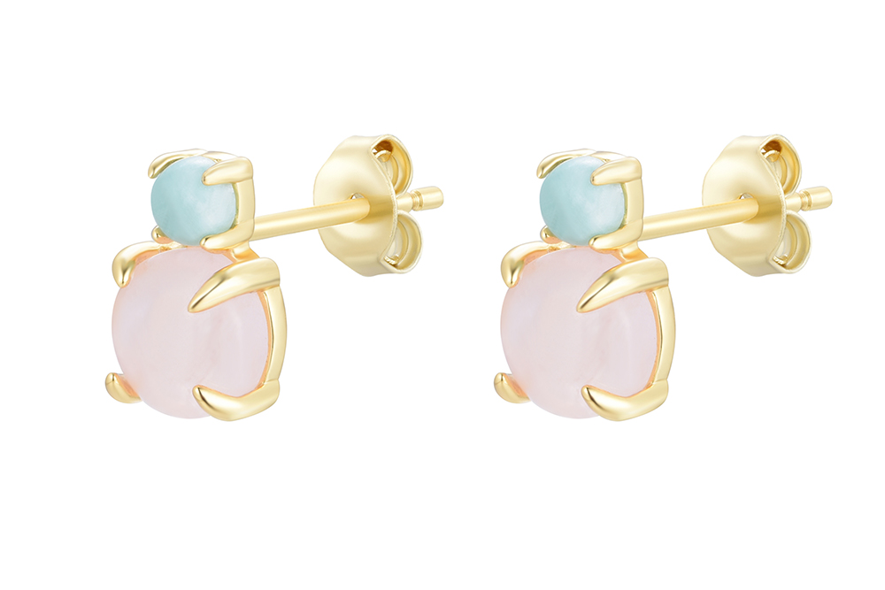Sterling silver two semiprecious stone earring