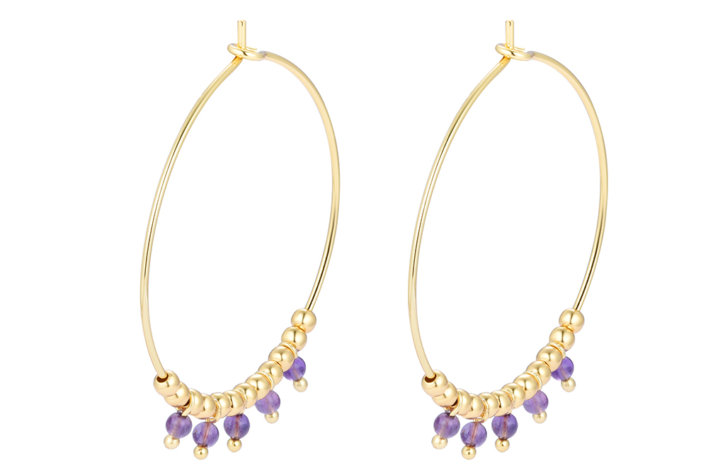 Sterling silver 3mm beads & stones earring