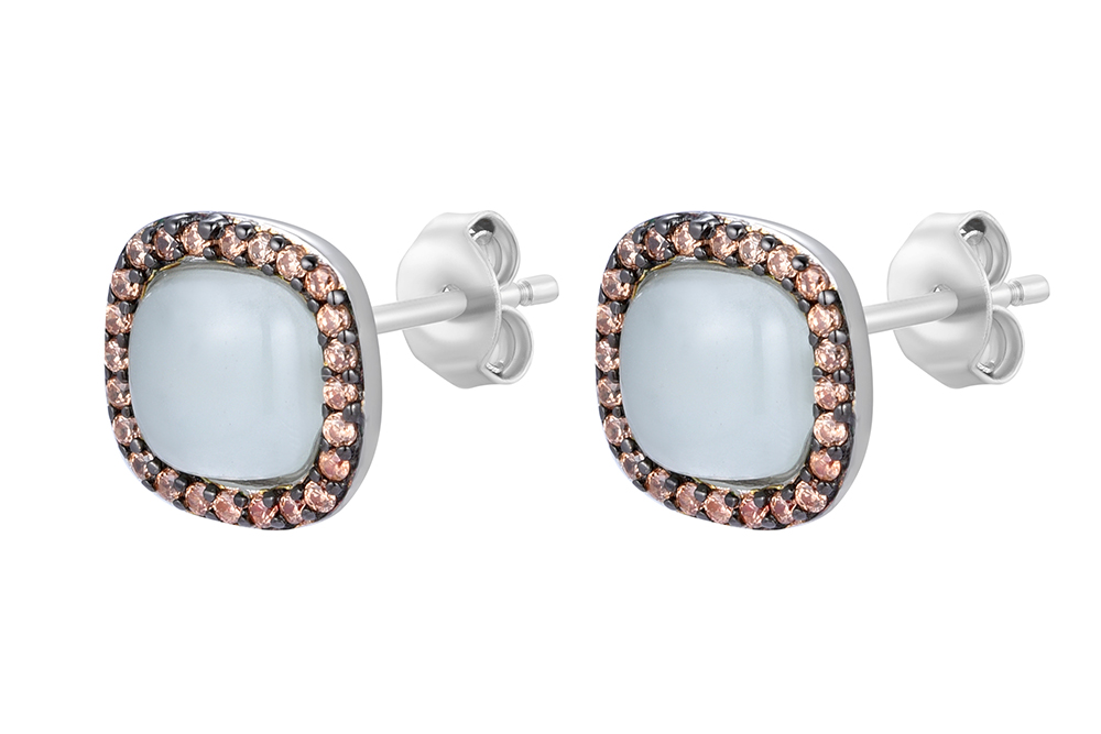 Pendiente plata 925 zirconita champagne