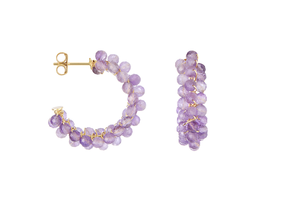 Sterling silver semiprecious stone hoop earring