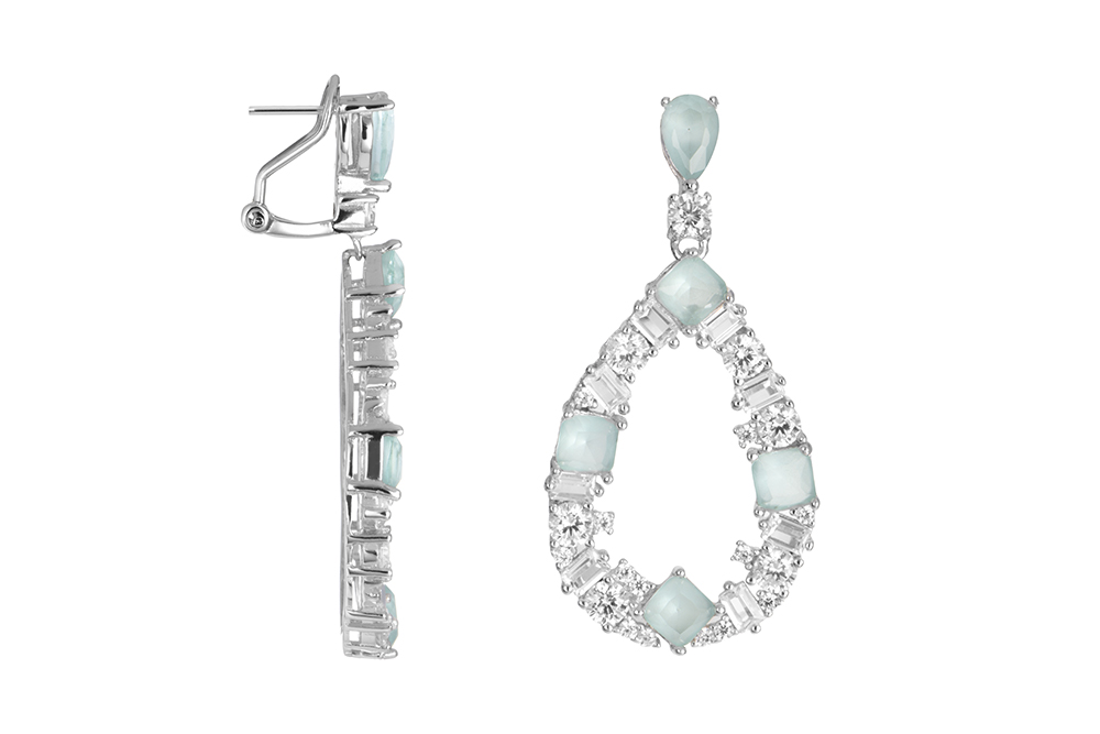 Pendiente plata 925 piedras con zirconitas blancas