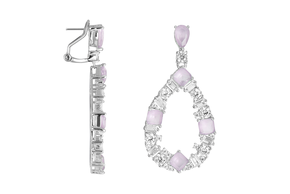 Pendiente plata 925 piedras con zirconitas blancas