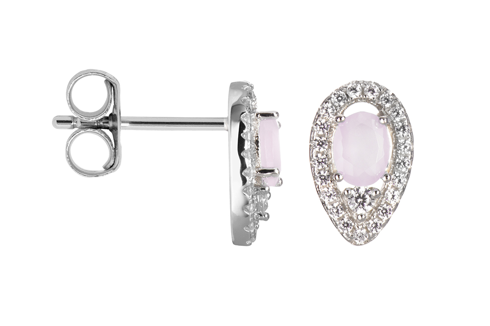 Sterling silver drop stone & white zirconia earring